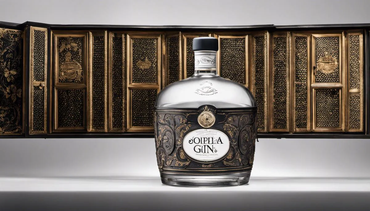 An image of a bottle of gin, representing the origins and history of gin.
