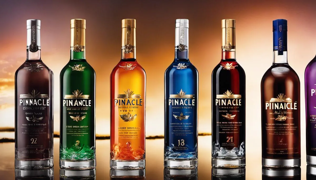 A variety of Pinnacle Vodka flavors with dashes instead of spaces