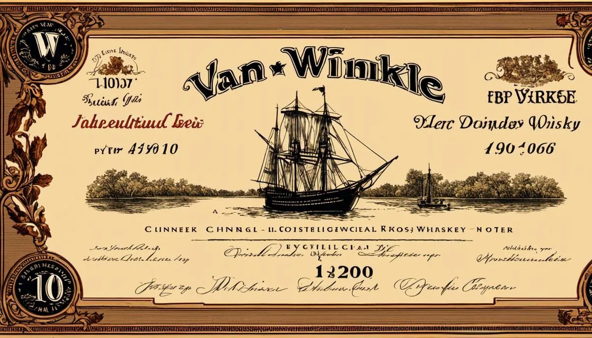A bottle of Van Winkle 10 Year whiskey, displaying its distinguished label and rich amber color.