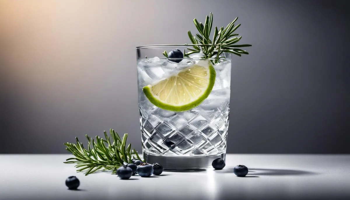 An image showing a glass of gin with juniper berries, representing the cardiovascular benefits of gin.