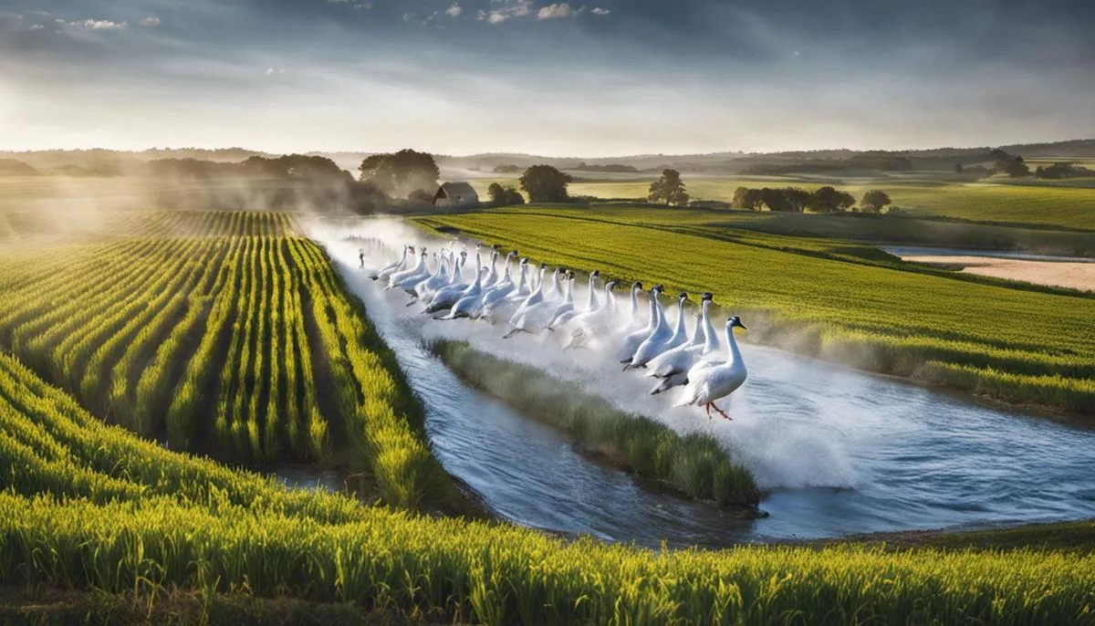 Image showing the making process of Grey Goose vodka, from the harvest of wheat to the blending with spring water.