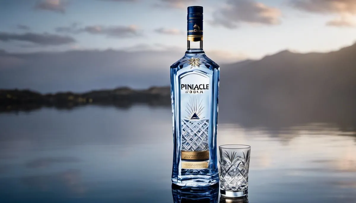 A bottle of Pinnacle Vodka with a glass containing the vodka, showcasing its smoothness and quality.