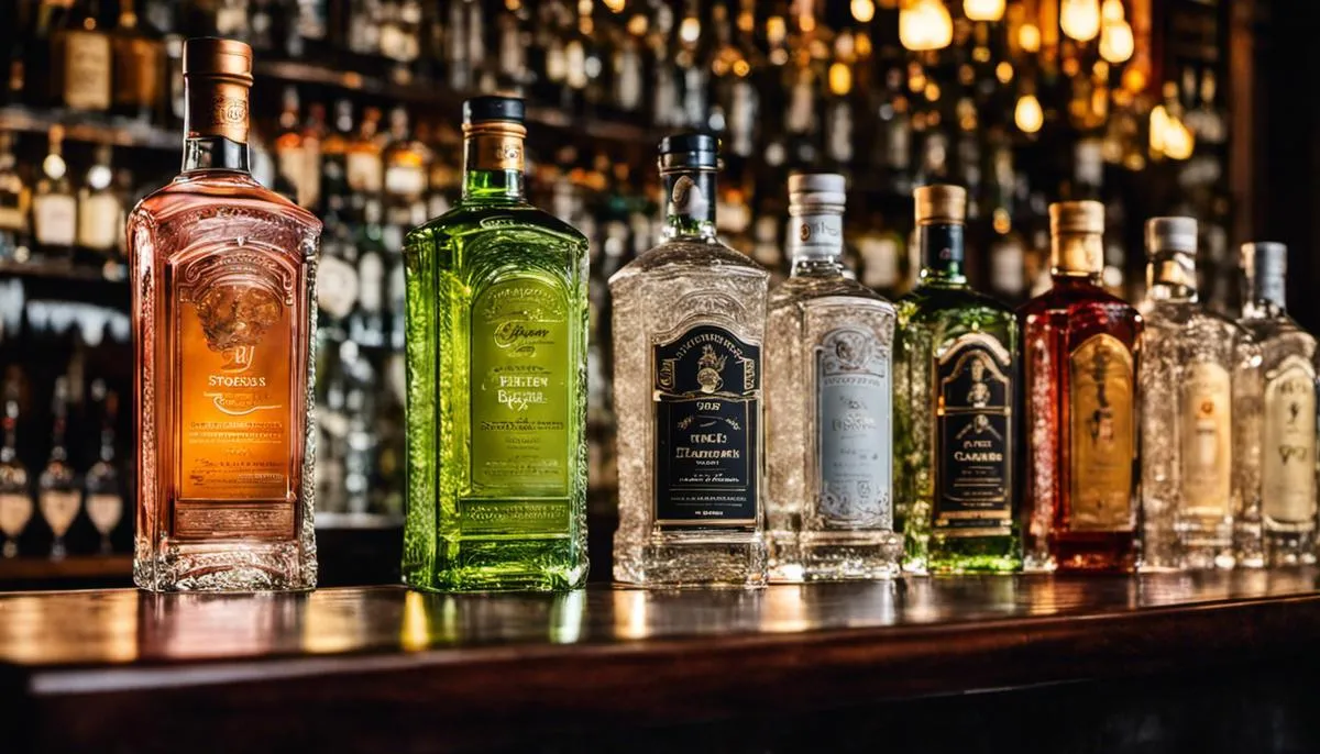 Image of premium gin bottles displayed on a bar counter